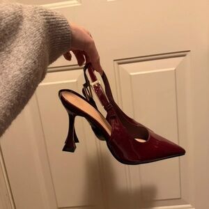 Elegant Burgundy Slingback Heels